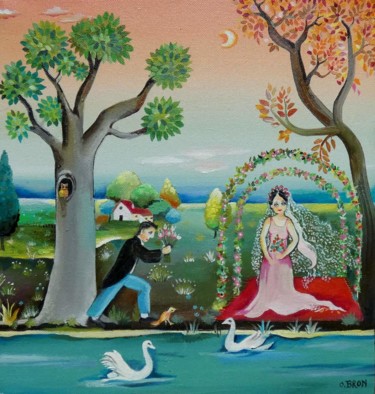 Pintura titulada "LA DEMANDE EN MARIA…" por Bron Odile, Obra de arte original, Oleo