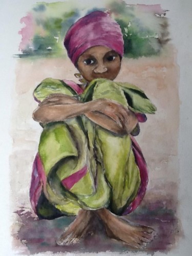Peinture intitulée "Enfant d'Afrique" par Ode, Œuvre d'art originale