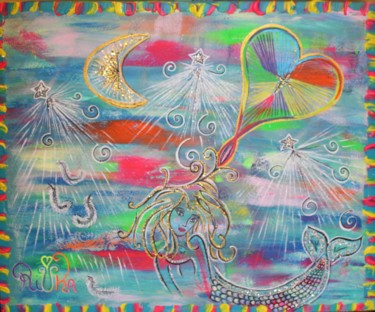 Pittura intitolato "Rainbow Love" da Rivka, Opera d'arte originale, Acrilico