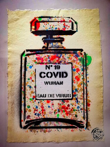 Painting titled "Covid N°19 Edition" by Daveschloffi, Original Artwork, Spray paint