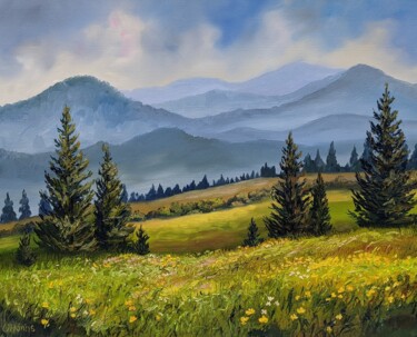 Peinture intitulée "Berge Landschaft 7.…" par Olga Hanns (O. Hanns), Œuvre d'art originale, Huile