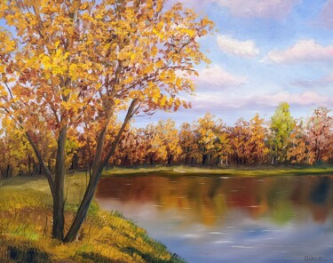 Pintura titulada "October Landschaft…" por Olga Hanns (O. Hanns), Obra de arte original, Oleo