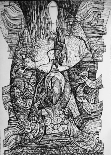 Рисунок под названием "без названия_033" - Oksana Prudnikova, Подлинное произведение искусства, Гелевая ручка
