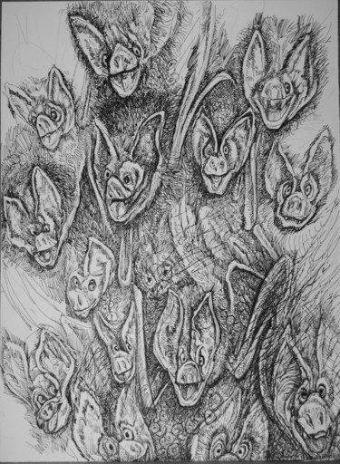 Desenho intitulada "мышки" por Oksana Prudnikova, Obras de arte originais, Caneta de gel