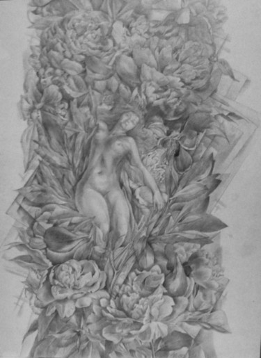 Drawing titled "лето_ц" by Oksana Prudnikova, Original Artwork, Pencil