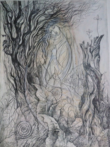 Desenho intitulada "мудрість_1" por Oksana Prudnikova, Obras de arte originais, Caneta de gel