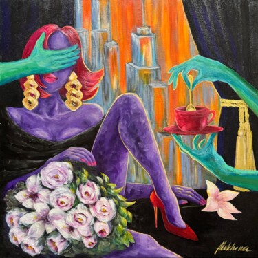 Peinture intitulée "LADY after party" par Oksana Alekhina, Œuvre d'art originale, Acrylique