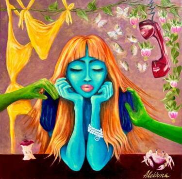 Malerei mit dem Titel "LADY dream" von Oksana Alekhina, Original-Kunstwerk, Acryl