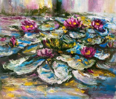 Schilderij getiteld "Водяные лилии" door Oksana Almiz, Origineel Kunstwerk, Olie