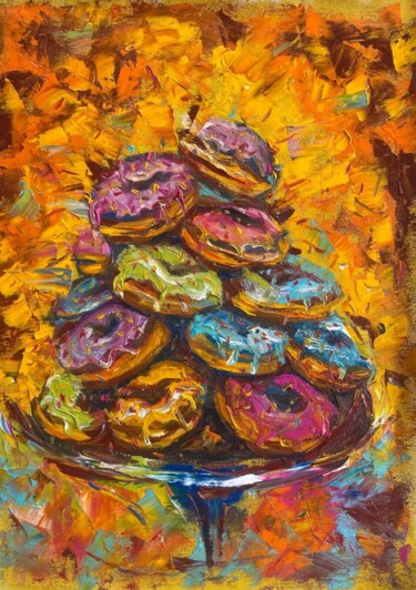 Ζωγραφική με τίτλο "Donuts" από Oksana Almiz, Αυθεντικά έργα τέχνης, Λάδι