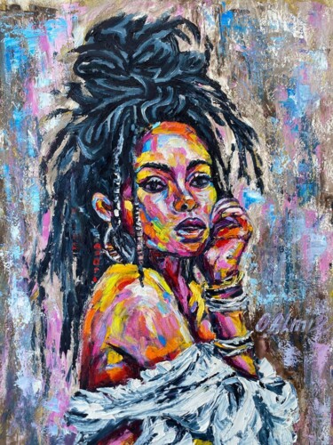 Painting titled "Dreadlocks Bunch" by Oksana Almiz, Original Artwork, Oil