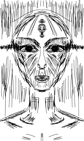 Digitale Kunst getiteld "Alien, clairvoyance…" door Oksana Budnichenko, Origineel Kunstwerk, Digitaal Schilderwerk