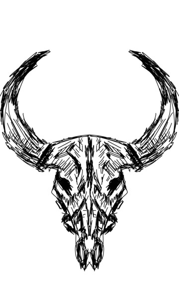 Digitale Kunst getiteld "Bull skull" door Oksana Budnichenko, Origineel Kunstwerk, Digitaal Schilderwerk