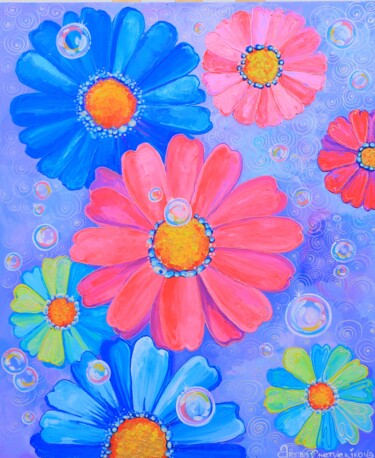 Painting titled ""Colorful pleasure"" by Oksana Chetverikova, Original Artwork, Acrylic Mounted on Wood Stretcher frame