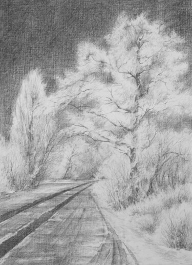 「Winter」というタイトルの描画 Oksana Duchenchukによって, オリジナルのアートワーク, 鉛筆