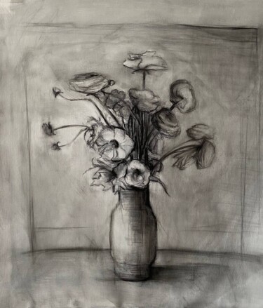 绘画 标题为“Flowers no.1” 由Oksana Floyd, 原创艺术品, 木炭