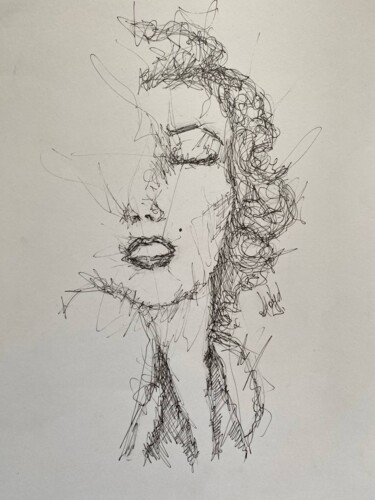 Dessin intitulée "Marylin Monroe" par Oksana Floyd, Œuvre d'art originale, Encre