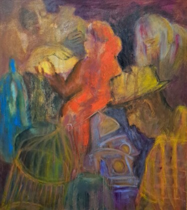 Картина под названием "Барахолка" - Oksana Golichenkova, Подлинное произведение искусства, Масло Установлен на Деревянная ра…