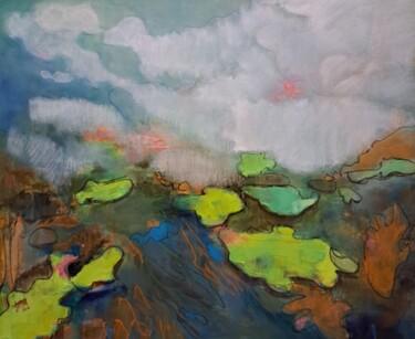 Peinture intitulée "Пруд, укрытый туман…" par Oksana Golichenkova, Œuvre d'art originale, Huile