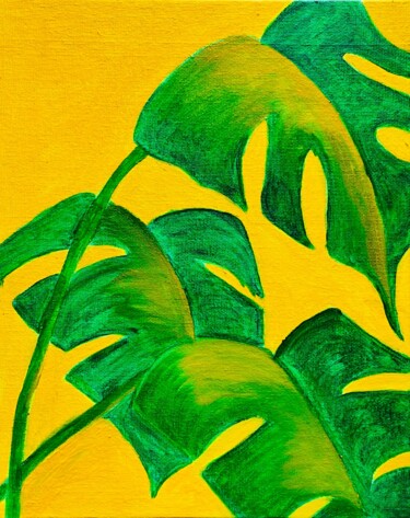 Pintura intitulada "Monstera Plant Orig…" por Oksana Harris, Obras de arte originais, Óleo
