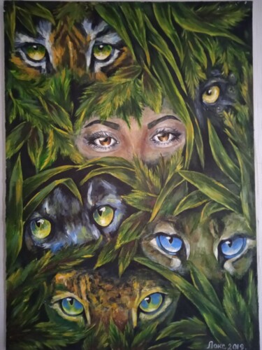 绘画 标题为“Глаза джунглей” 由Оксана Литовкина, 原创艺术品, 油