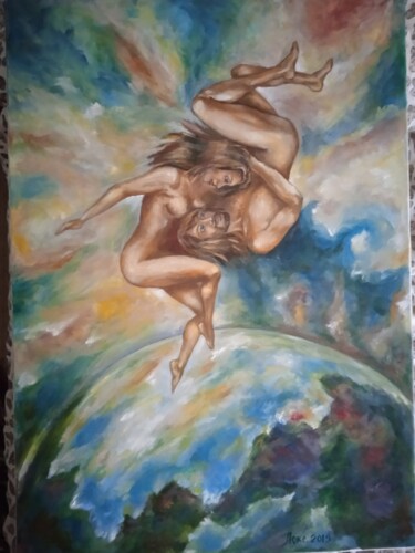 Pintura intitulada "И пусть весь мир по…" por Oksana Litovkina, Obras de arte originais, Óleo