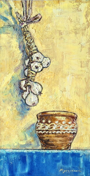 Painting titled "Still Life with a J…" by Oksana Pidgurs Ka, Original Artwork, Oil Mounted on Cardboard