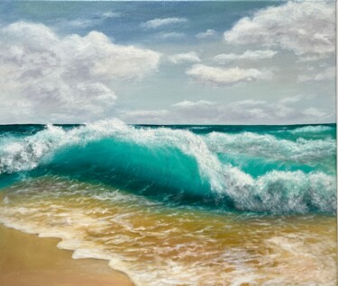 Malarstwo zatytułowany „Mediterranean Waves” autorstwa Oksana Salminen, Oryginalna praca, Olej Zamontowany na Drewniana rama…