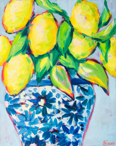 Pintura intitulada "Lemon Decor Kitchen…" por Oksana Shevchenko, Obras de arte originais, Óleo