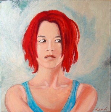 Painting titled "Runner: Lola Rennt" by Oksana Sobol (Ksani), Original Artwork, Acrylic