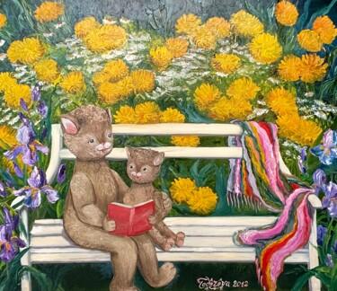 Schilderij getiteld "Reading together" door Oksana Todorova, Origineel Kunstwerk, Olie