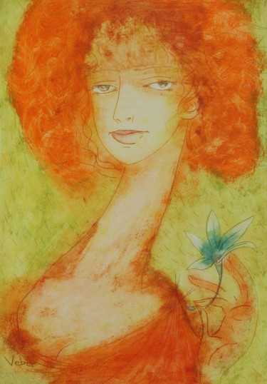 Pittura intitolato "Flower blues" da Oksana Veber, Opera d'arte originale, Olio