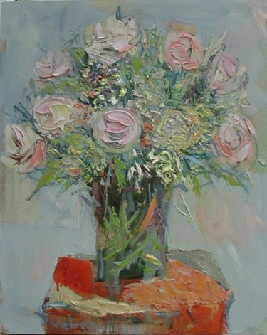 Painting titled "White flowers" by Oksana Veber, Original Artwork