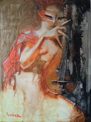 Painting titled "In Mask" by Oksana Veber, Original Artwork