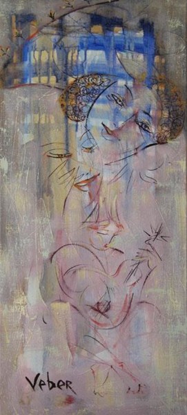 Картина под названием "Melody of a sunset" - Oksana Veber, Подлинное произведение искусства, Масло Установлен на Деревянная…