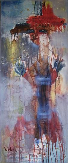 Картина под названием "Mirage in blue" - Oksana Veber, Подлинное произведение искусства, Масло Установлен на Деревянная рама…