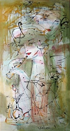 Peinture intitulée "The song for flower…" par Oksana Veber, Œuvre d'art originale, Huile Monté sur Châssis en bois