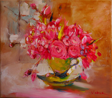 Malerei mit dem Titel "Spring flowers" von Oksana Veber, Original-Kunstwerk, Öl