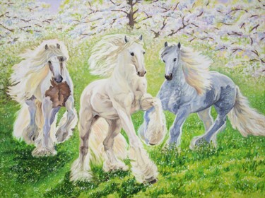 Pintura intitulada ""Тройка коней"" por Oksana Verstiuk, Obras de arte originais, Óleo