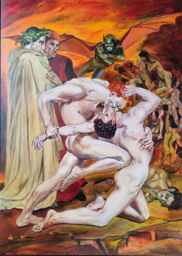 Pintura titulada "Dante e Virgilio al…" por Oksana Zaskotska, Obra de arte original, Oleo