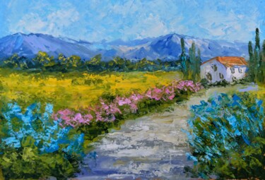 Malerei mit dem Titel "Mountain landscape…" von Oksana Zolotova, Original-Kunstwerk, Öl