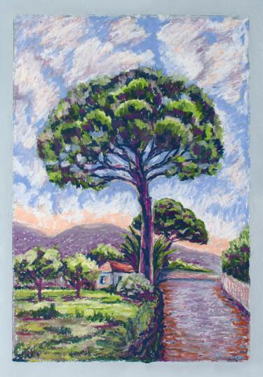 Rysunek zatytułowany „Italian Pine near t…” autorstwa Oksana Muzyka, Oryginalna praca, Pastel