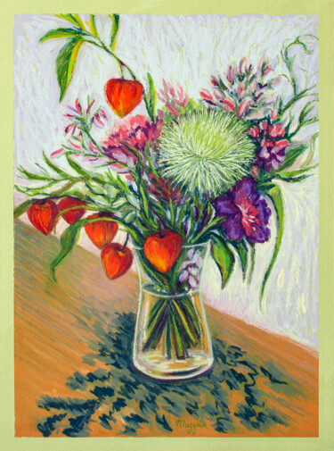 Pintura titulada "Late summer bouquet…" por Oksana Muzyka, Obra de arte original, Pastel