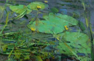 Peinture intitulée ""River herbs"" par Eugene Segal, Œuvre d'art originale, Huile Monté sur Châssis en bois