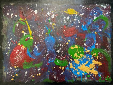 Painting titled "Splash" by Okyanabé, Original Artwork, Acrylic Mounted on Wood Stretcher frame