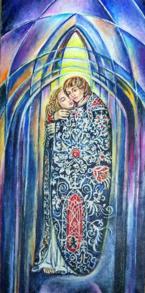 Malerei mit dem Titel "Влюбленные. Готичес…" von Olga Denisiuk, Original-Kunstwerk, Öl