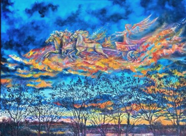 Ζωγραφική με τίτλο "Огненная колесница" από Ольга Денисюк, Αυθεντικά έργα τέχνης, Λάδι