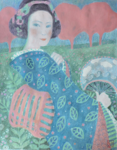 Desenho intitulada "Sakura" por Olga Gordienok, Obras de arte originais, Lápis