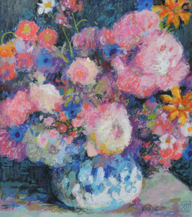 Pintura titulada ""Bouquet 1"" por Olga Gordienok, Obra de arte original, Pastel