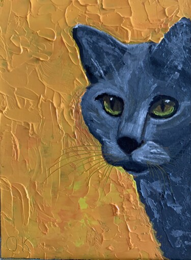 Malerei mit dem Titel "Cat" von Olga Karlina (Olga Karlina), Original-Kunstwerk, Öl